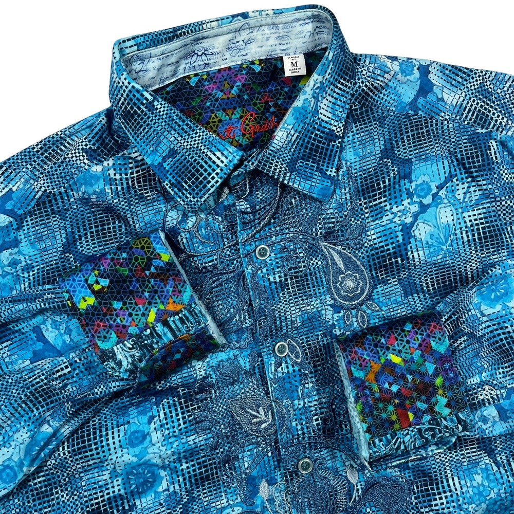 Robert Graham Classic Fit Flip Cuff Button Up Shirt Men's M Embroidered Paisley
